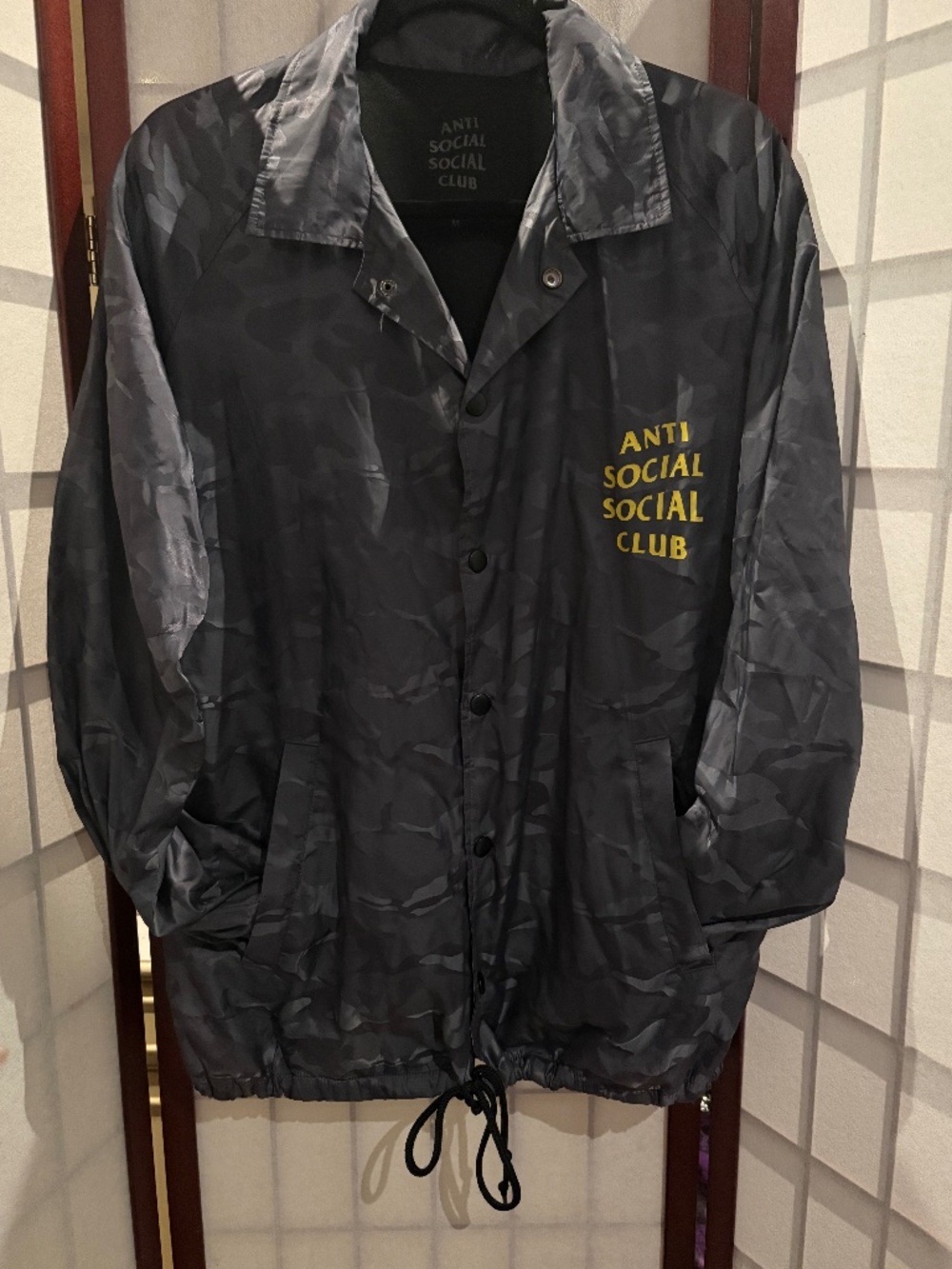 🔥 Rare "Anti Social Social Club" Black Camo Coach Jacket 🔥 Size M